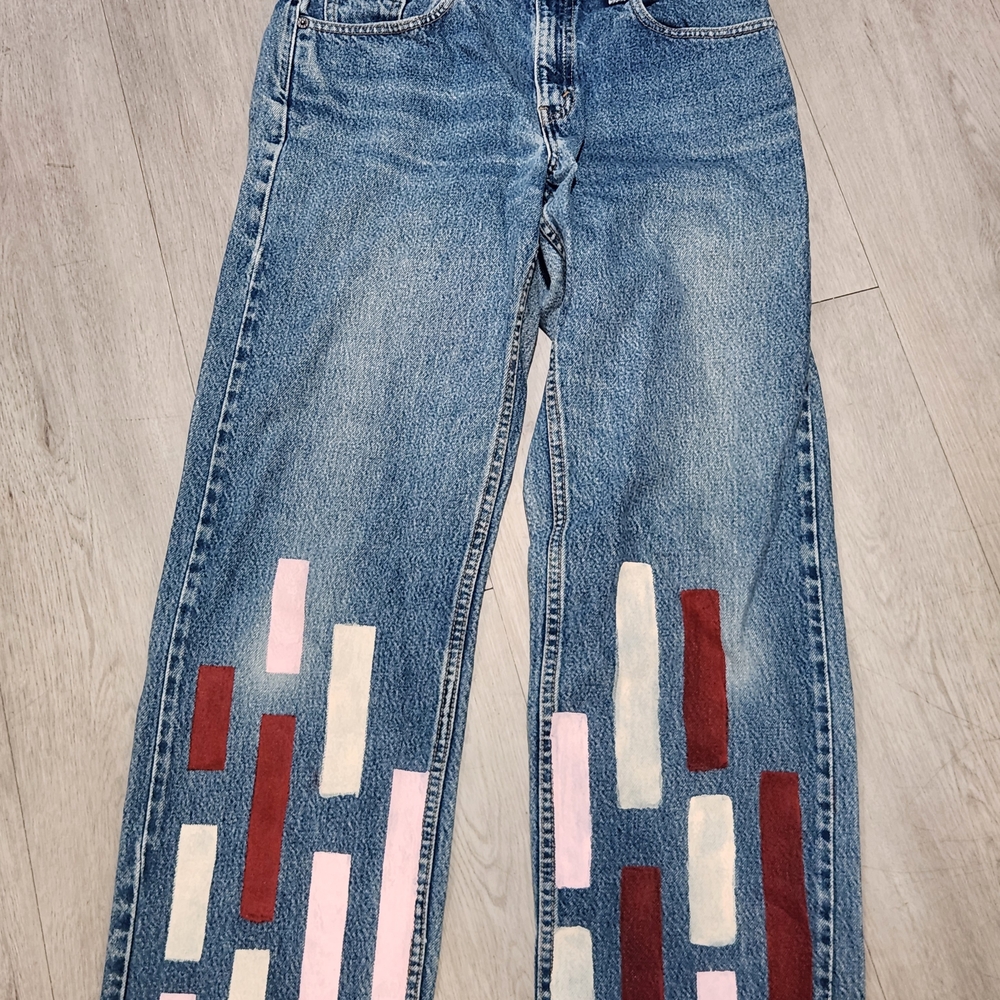 Levi's Blue Jeans with Pink and Red Accents